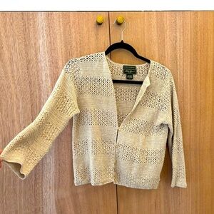 Eddie Bauer 90s Cotton Linen Cardigan Hand Crochet